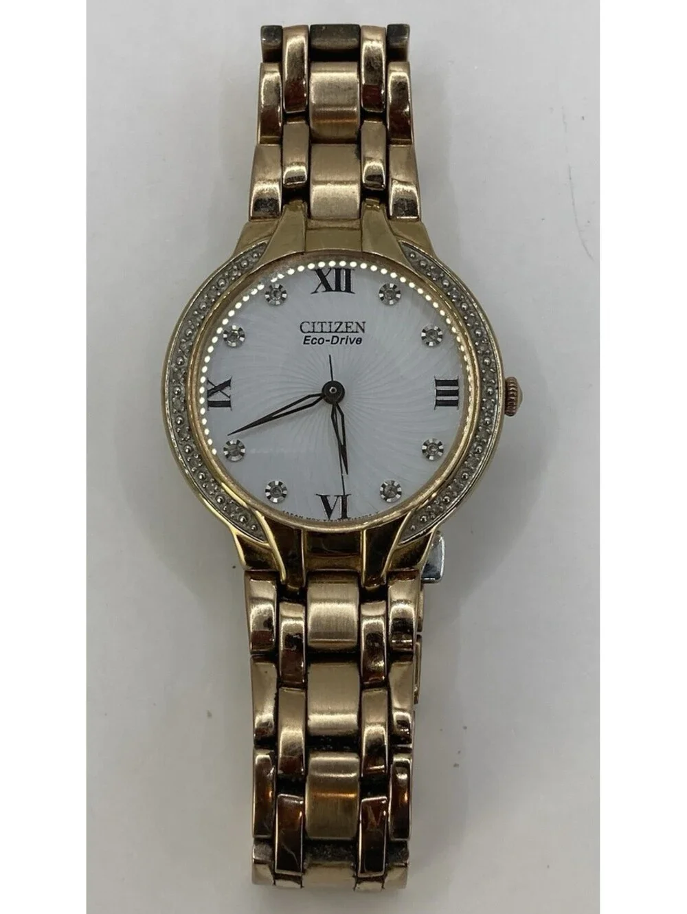 Citizen Eco-Drive Women Watch Gold Tone Diamond Accent Bezel 29mm EQ71-S085176
